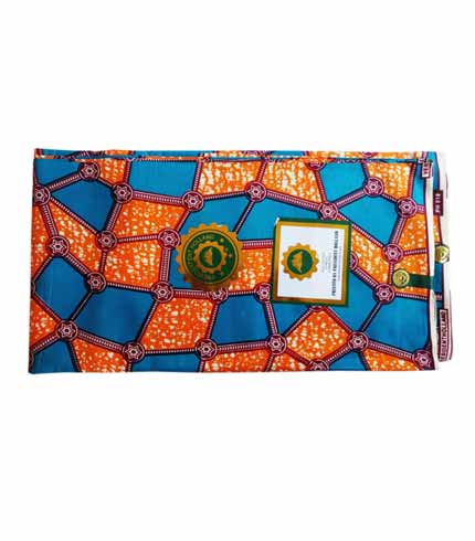 President Holland African Print Cloth - Orange & Blue