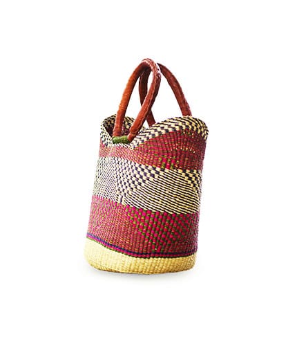 Red Hand-Woven Shopping Basket