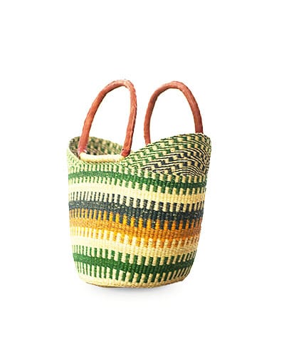 Green Hand-Woven Shopping Basket