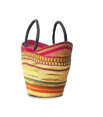 Multicolored Hand-Woven Shopping Basket