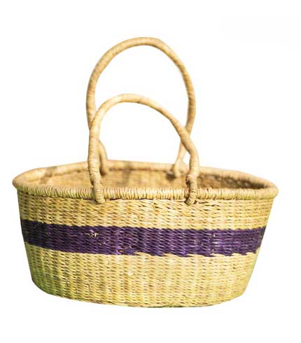 Hand Woven Basket - Violet Stripe
