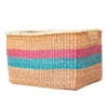 Pink & Blue Straw Basket