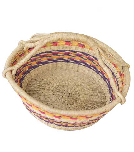 Hand Woven Basket - Orange & Blue