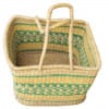 Hand Woven Basket - Green Stripes