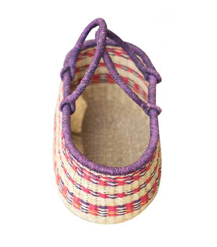 Hand Woven Basket - Pink Stripes