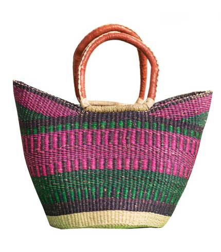 Pink & Green Hand Woven Bag