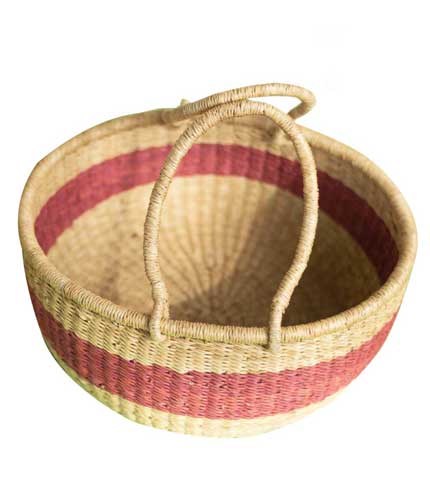 Pink Stripped Hand Woven Basket