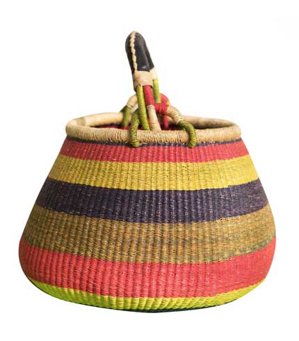 Stripped Hand Woven Basket - Multicoloured