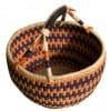 Hand Woven Basket - Orange & Blue Design
