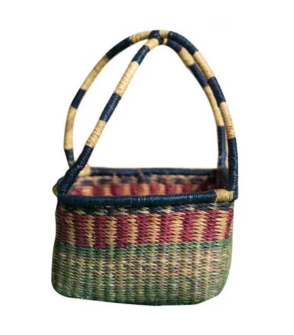 Hand Woven Rectangular Basket - Multicoloured