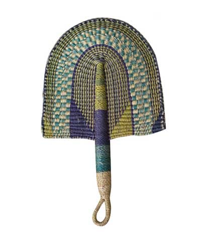 Woven Straw Hand Fan - Green Design