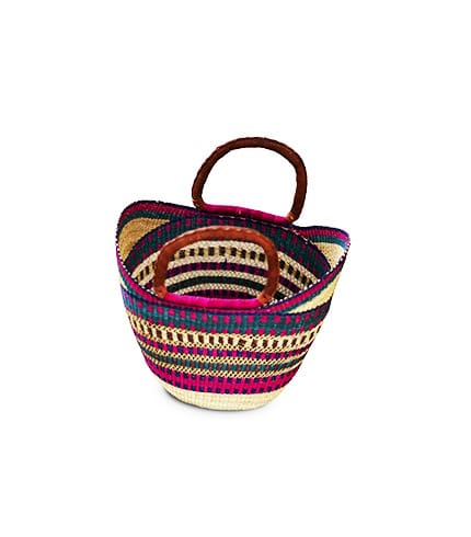 Hand-Woven Shopping Basket - Purple and Natural Walnut
