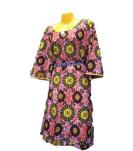African Print Dress - Pink & Yellow
