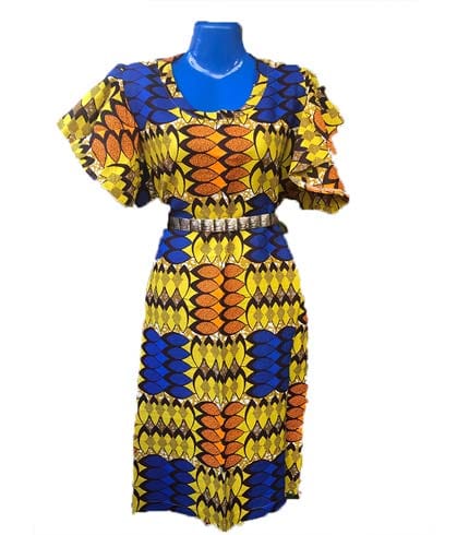 African Print Dress - Blue & Yellow