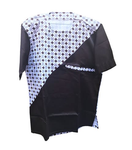 African Print Shirt - Black Dotted