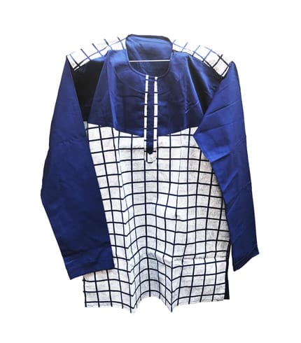 African Print Shirt - Blue Long Sleeves