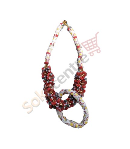 Red Beaded Necklace and Bracelet
