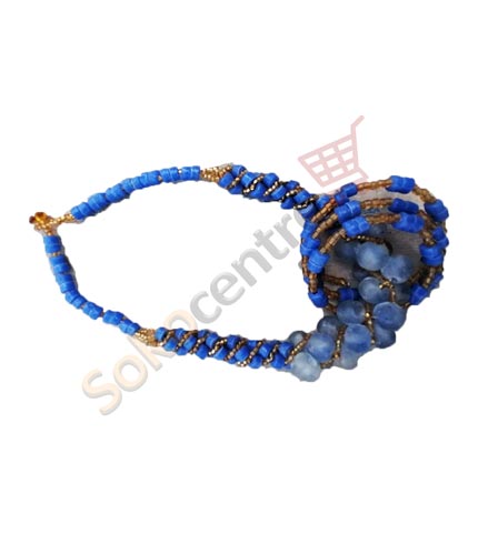 Blue Beaded Necklace and Bracelet