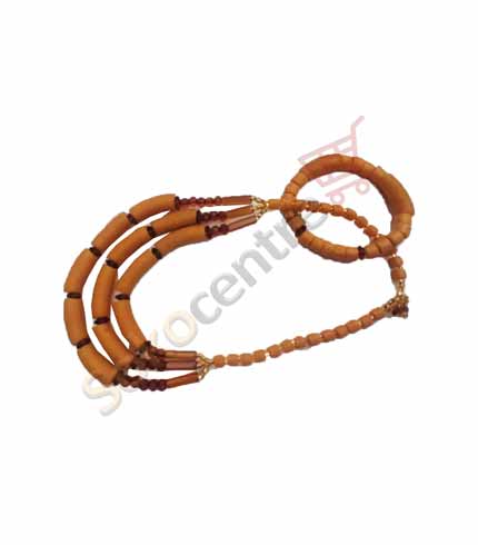 Orange Beaded Necklace and Bracelet