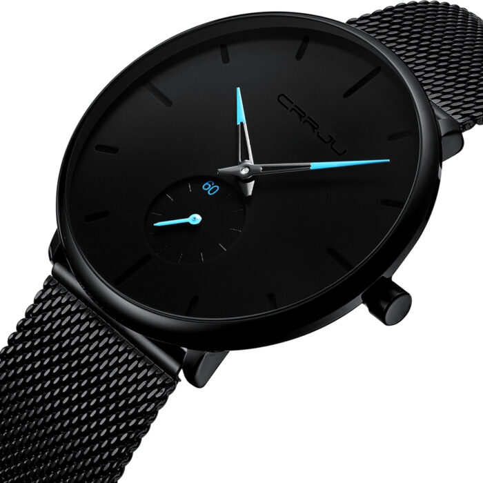 Men's Black Steel Watch - Image 2