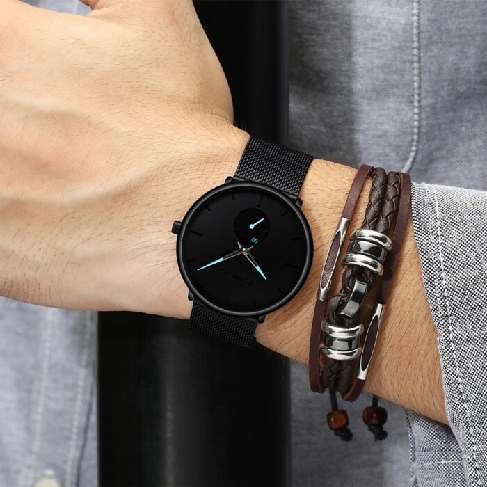 Men's Black Steel Watch - Image 7