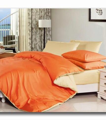 6pcs Reversible Cotton king Size Duvet Set (orange & Golden yellow)