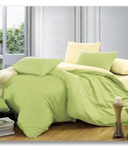 6pcs Reversible Cotton king size Duvet Set (lemon green / Cream)