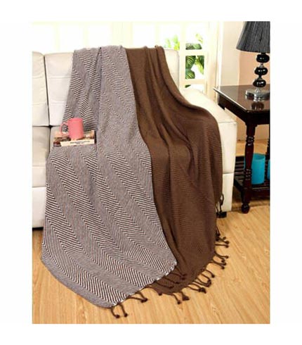 100% Cotton Woven Herringbone (2 set) Chocolate & Grey