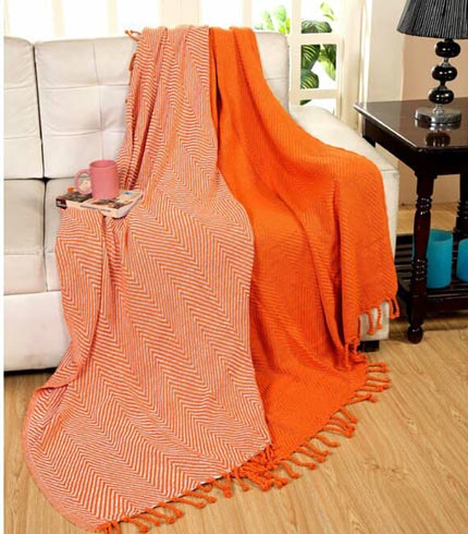 100% Cotton Woven Herringbone (2 set) Orange