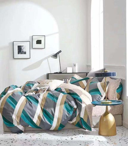 Green & Grey Queen/ Double Bed Sheet Set
