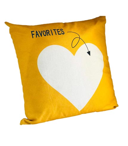 Yellow Heart Design Decorative Throw Pillow