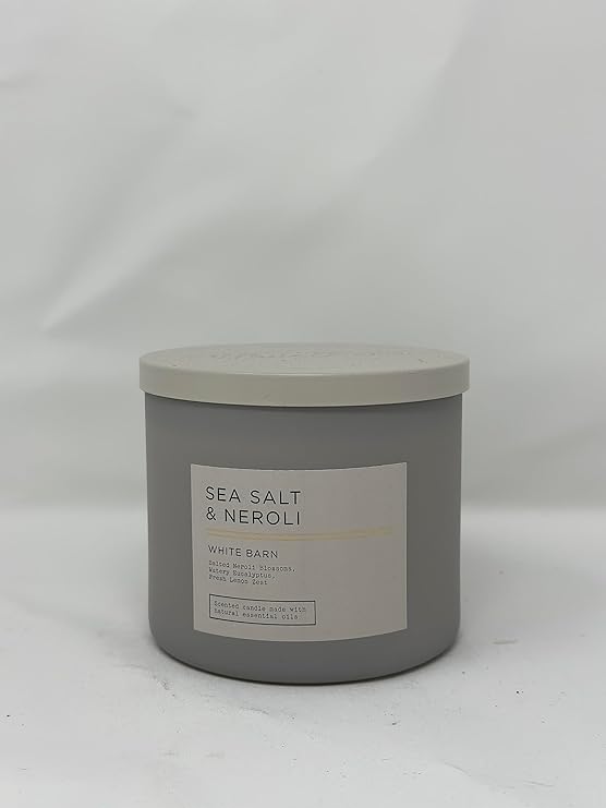 Sea Salt & Neroli 3 Wick Candle, White Barn