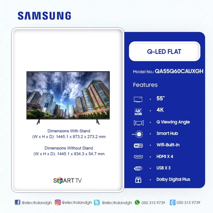 SAMSUNG-55″-QLED-FLAT-4K-Smart-TV-QA55Q60CAUXGH - Image 4