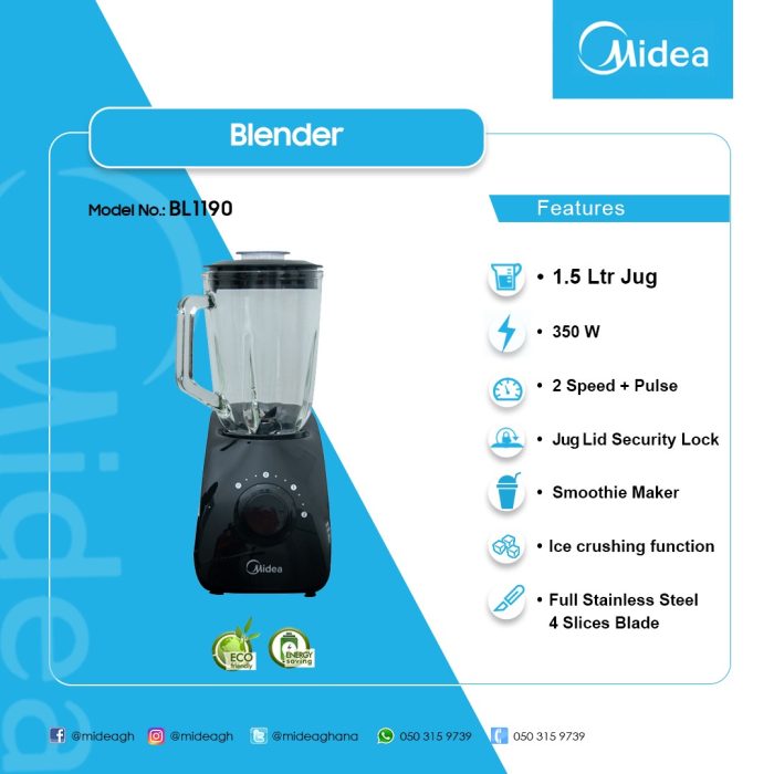 MIDEA-1.5-LTR-350-WATTS-BLENDER-BL1190 - Image 4