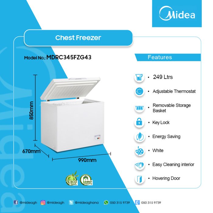 MIDEA-249LTR-CHEST-FREEZER-MDRC345FZG43 - Image 2