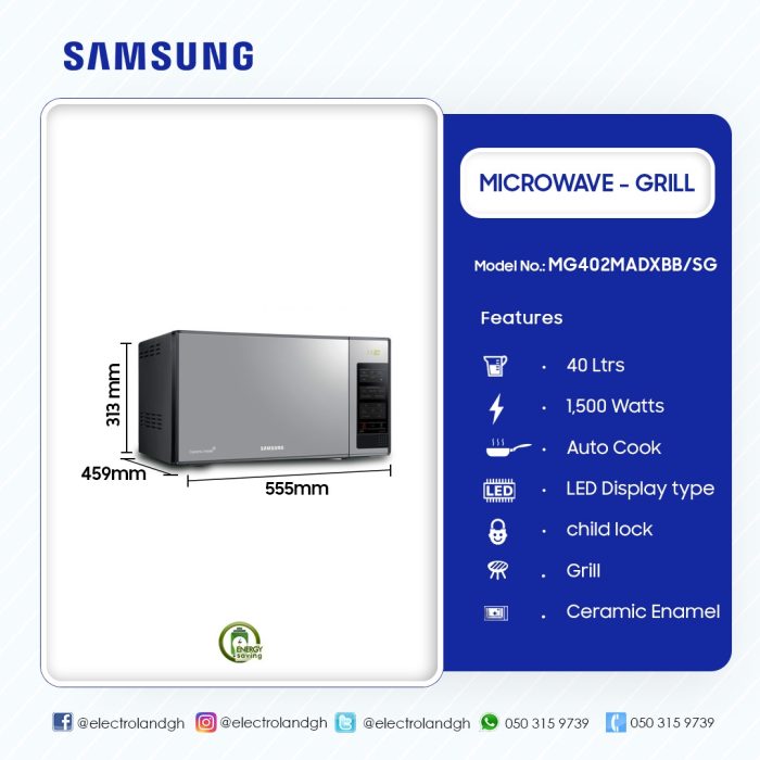 SAMSUNG-40-LTR-GRILL-MICROWAVE-MG402MADXBB/SG - Image 2