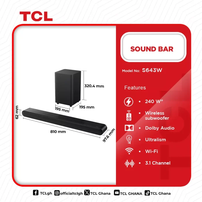 TCL-AUDIO-SOUND-BAR-240W-S643W - Image 9