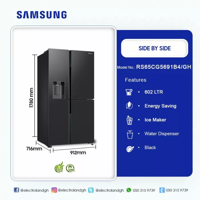 SAMSUNG-602-LTR-SIDE BY-SIDE-REFRIGERATOR-RS65CG5691B4/GH - Image 4