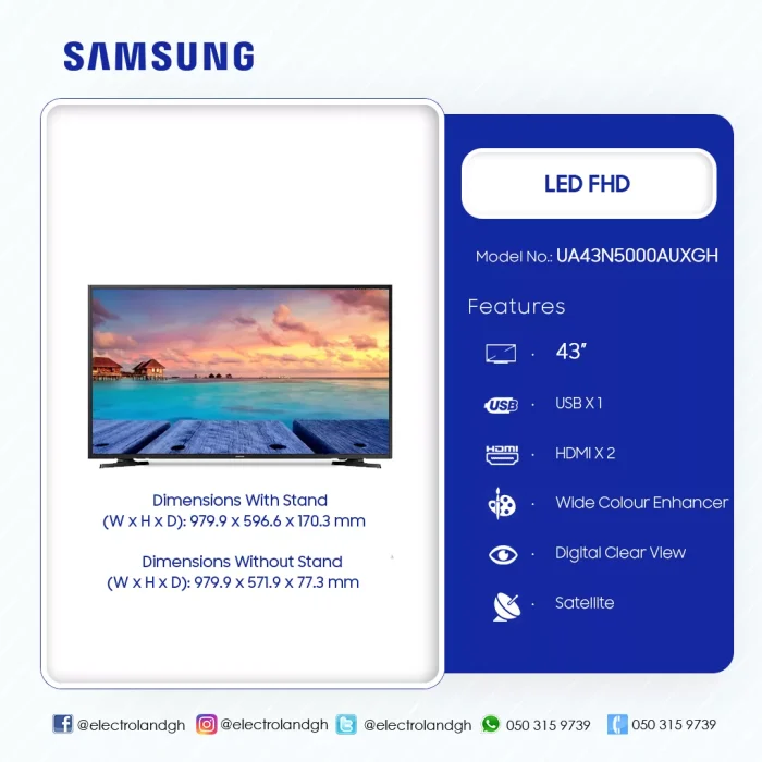 SAMSUNG-43-INCH-DIGITAL-SATELLITE-LED-FULL-HD-TV-UA43N5000AUXGH - Image 3