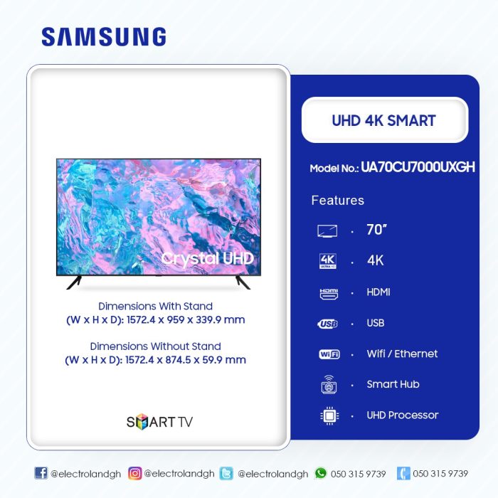 SAMSUNG-UHD-SMART-4K-70-INCH-TELEVISION-UA70CU7000UXGH - Image 5