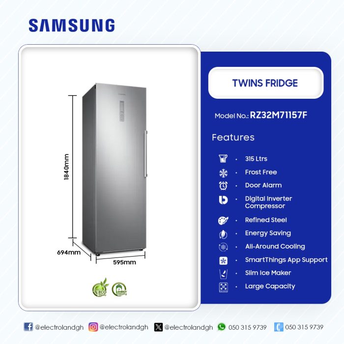 SAMSUNG-315-LTRS-1-DOOR-ALL-ROUND-TWIN-COOLING-REFRIGERATOR-RZ32M71157F - Image 6