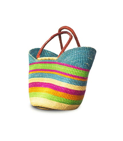 Multicolored Hand-Woven Shopping Basket