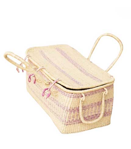Hand Woven Basket - Pink Stripes