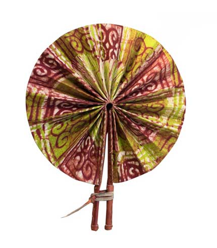 African Print Hand Fan - Brown
