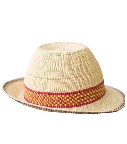 Straw Hat - Orange Checkered Strip