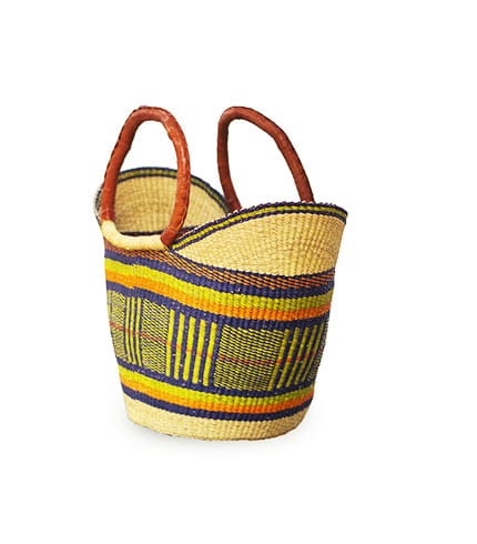Multicolored Hand-Woven Shopping Basket
