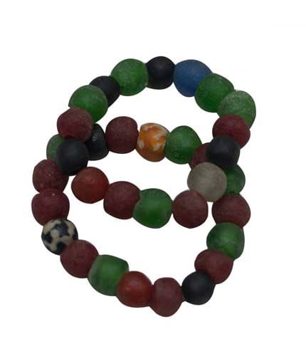 African Beaded Bracelet - Green, Blue & Brown