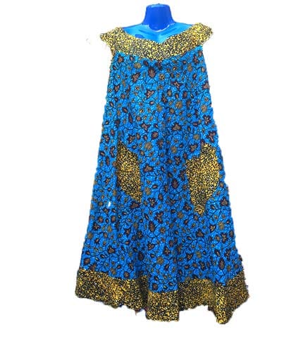 African Print Dress - Blue & Yellow