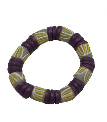 African Beaded Bracelet - Yellow & Violet