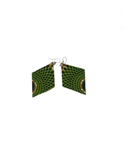 African Print Earrings - Green